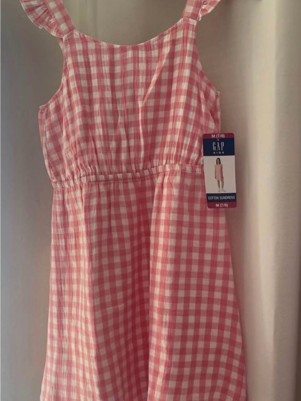 GAP Pink and White Gingham Cotton Sundress - Girls